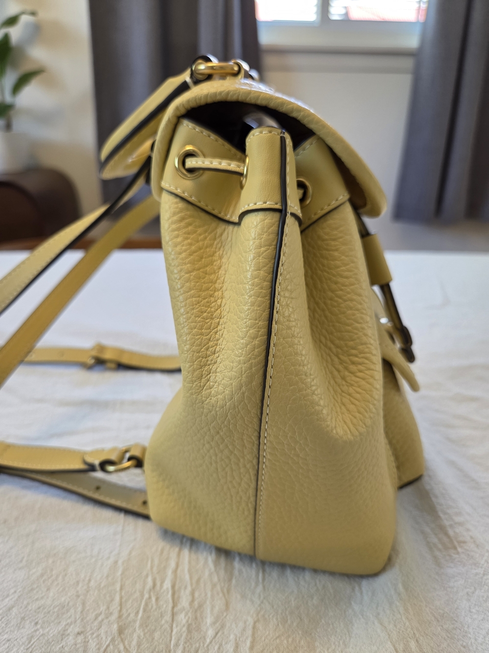 Coach Riya 21 Pebbled Leather Mini Backpack, Hay/Pale Yellow, Like New - Picture 3 of 13